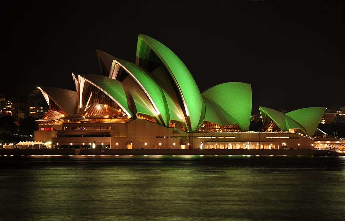 Sydney Opera House lit up for St Patrick's Day 2010