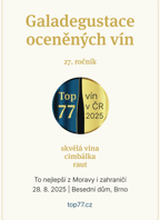 Galadegustace 27. ročníku soutěže TOP 77 vín v ČR 2025