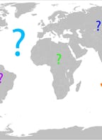 Slepá mapa světa - otazníky