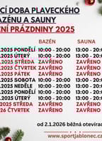 Vánoční otevírací doba plaveckého bazénu
