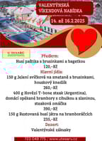 Valentýnské menu U Tesařů v Bítově