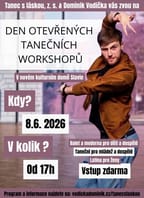 Den otevřených tanečních workshopů v KD Slavie s Dominikem Vodičkou