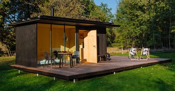 Minimalistický tiny house se soukromou saunou