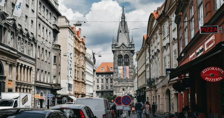 Pohled na Jindřišská ulice v Praze