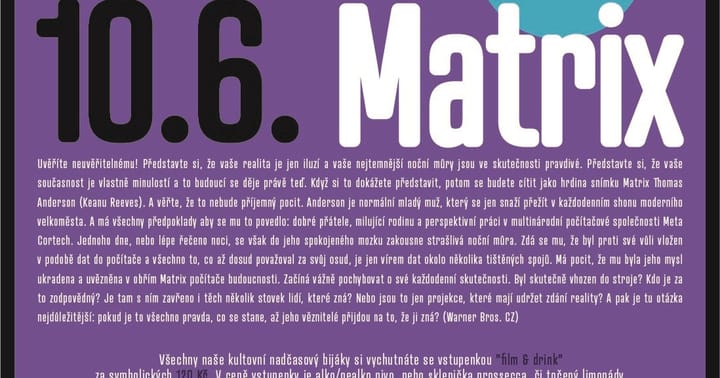 LETNÍ KINO & KULTOVKY na Panelce: Matrix