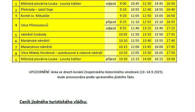 Turistický vláček Znojmo