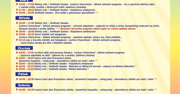 Animační programy na Vranovské pláži