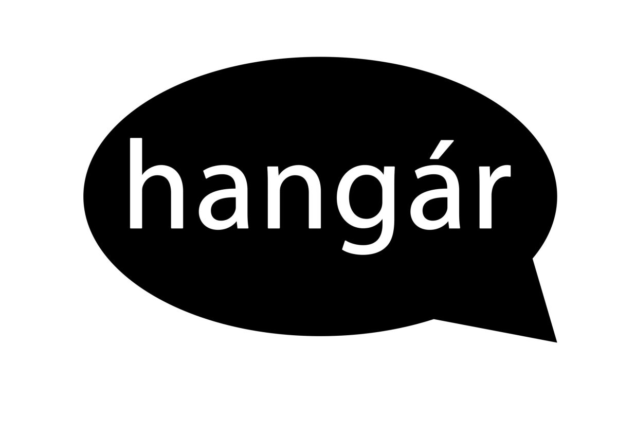bublina se slovem hangár