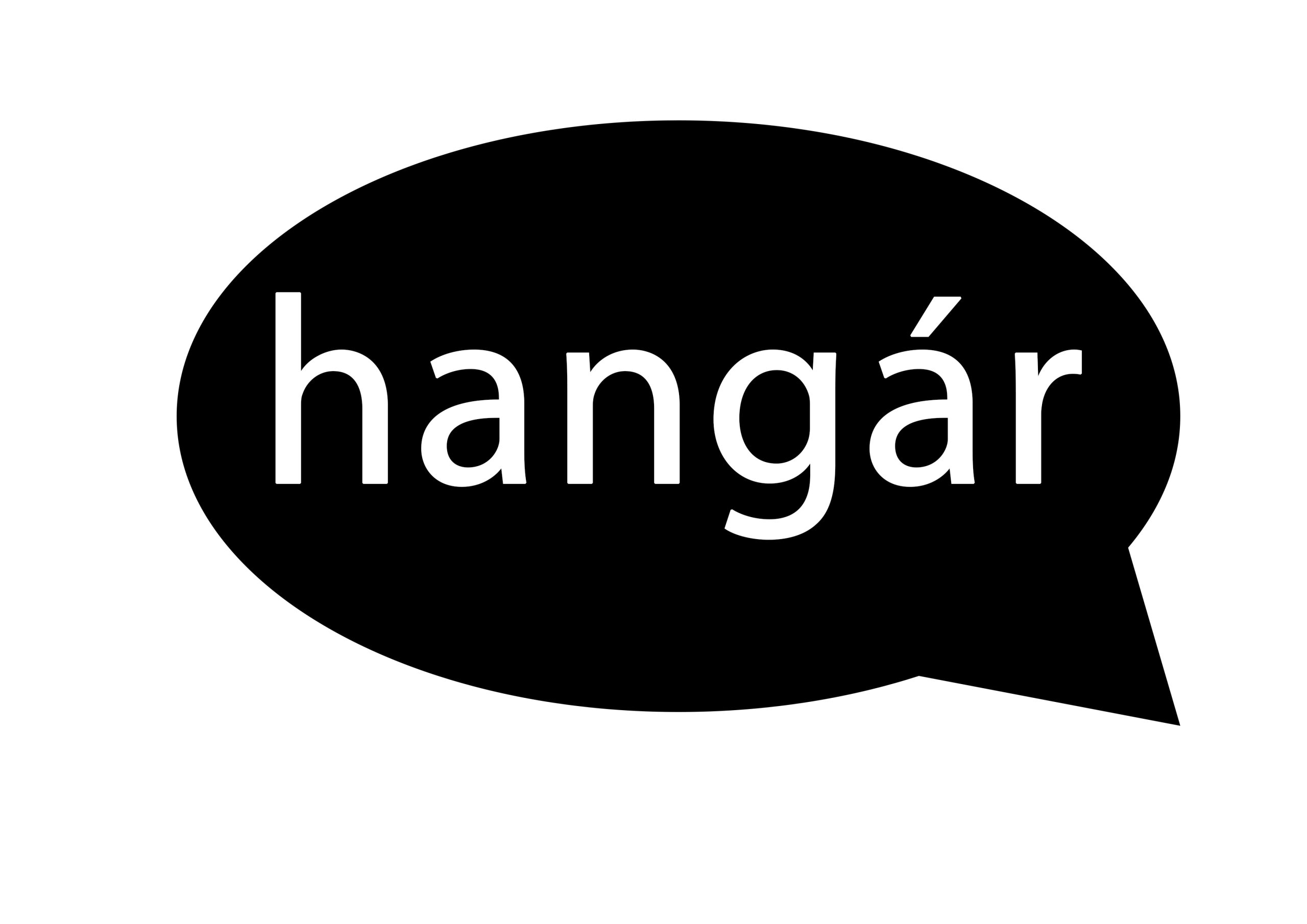 bublina se slovem hangár