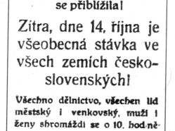 Leták vyzývající ke generální stávce