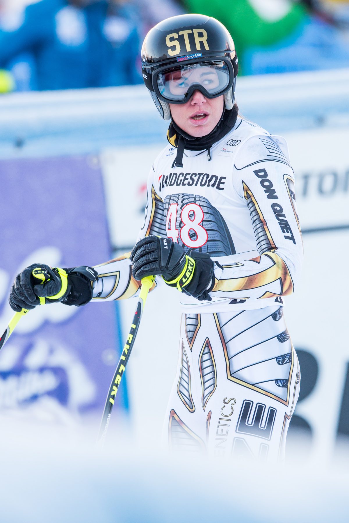 Ledecká během Světového poháru v alpském lyžování v roce 2017